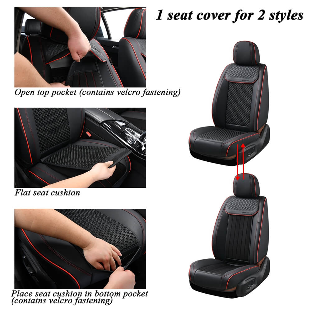 Coverado Front Car Seat Covers Fashion Breathable 2 in One Seat Protectors Universal Fit