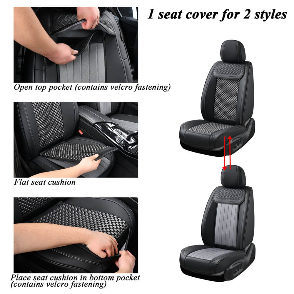 Coverado Front Car Seat Covers Fashion Breathable 2 in One Seat Protectors Universal Fit