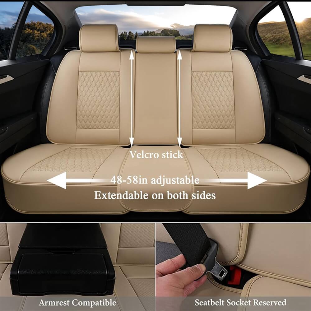 Coverado Full Set Car Seat Covers Universal Fit Premium Leather Waterproof Auto Seat Protectors