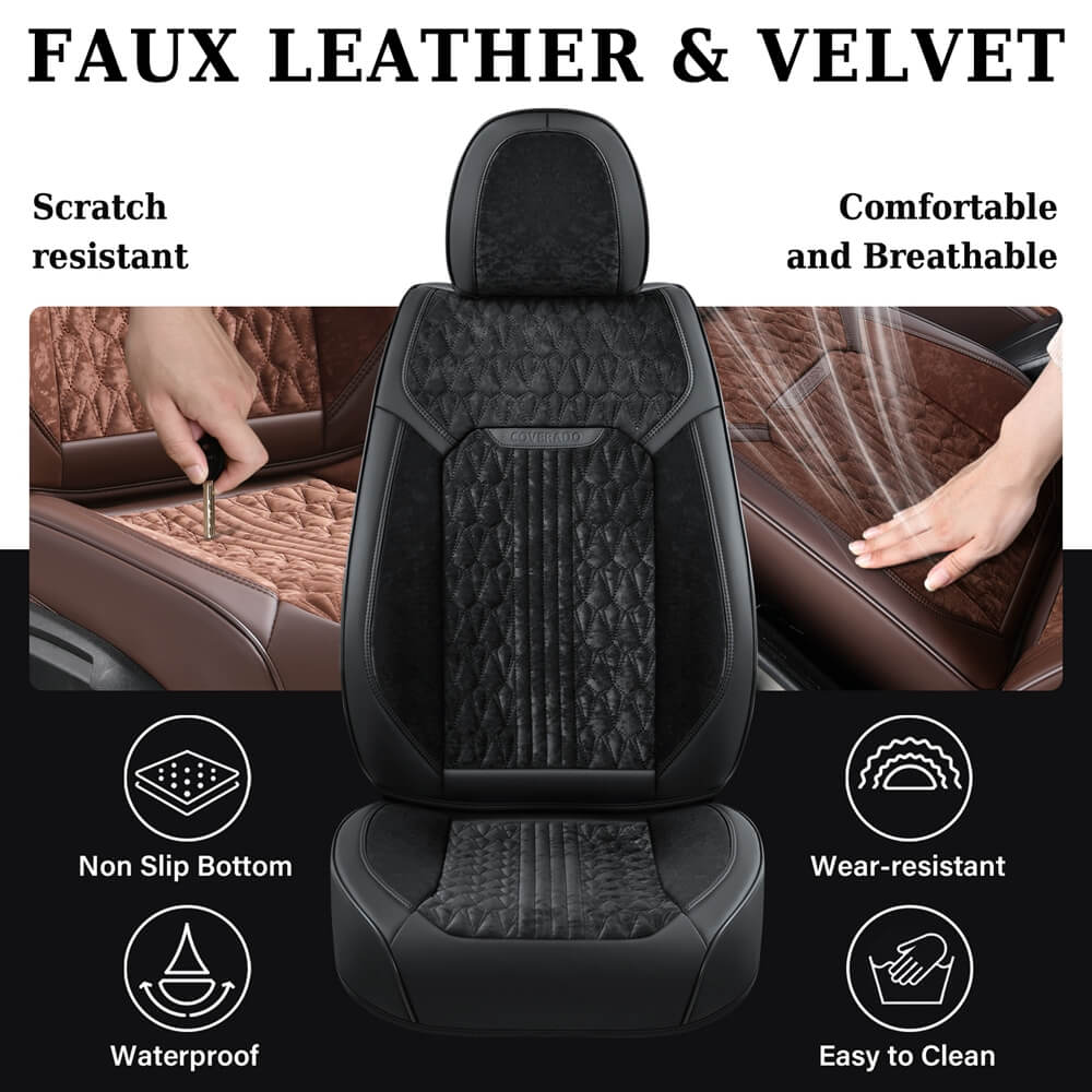 Coverado Velvet Full Set Car Seat Covers 5 Seats Front Back Auto Seat Protectors Universal Fit