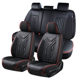 Coverado 5 Seats Full Set Car Seat Covers Front and Back Faux Leather Seat Protectors Universal Fit