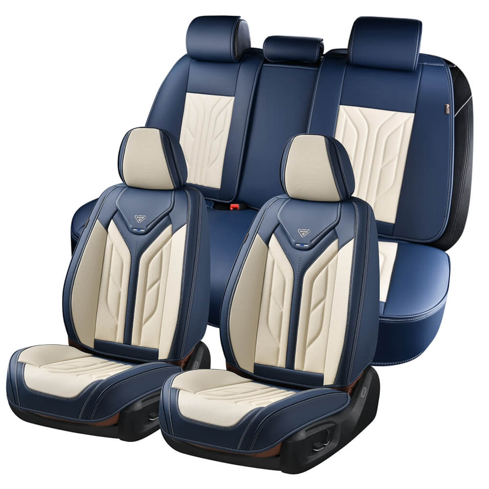 Coverado Full Set Leather Car Seat Covers 5 Seats Front and Back Full Set Seat Protectors Universal Fit