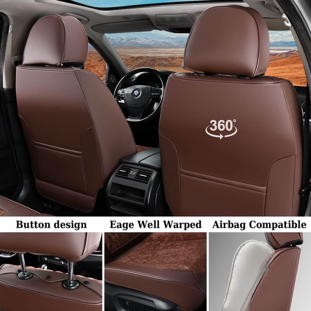 Coverado Front Auto Seat Covers 2 Seats Velvet Driver Passenger Seat Protectors Universal Fit