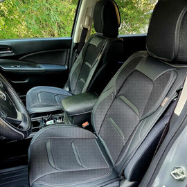 🔥🔥🔥2 Pieces Car Seat Cushion Mat 1/2 Covers Coverado Faux Leather & Fabric Universal Fit with Oval Pattern