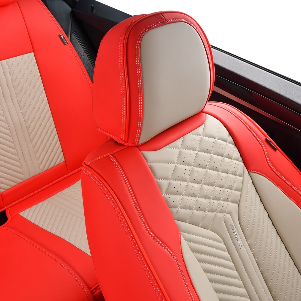Coverado Full Set Car Seat Covers 5 Pieces Premium Leather Front and Back Seats Universal Fit