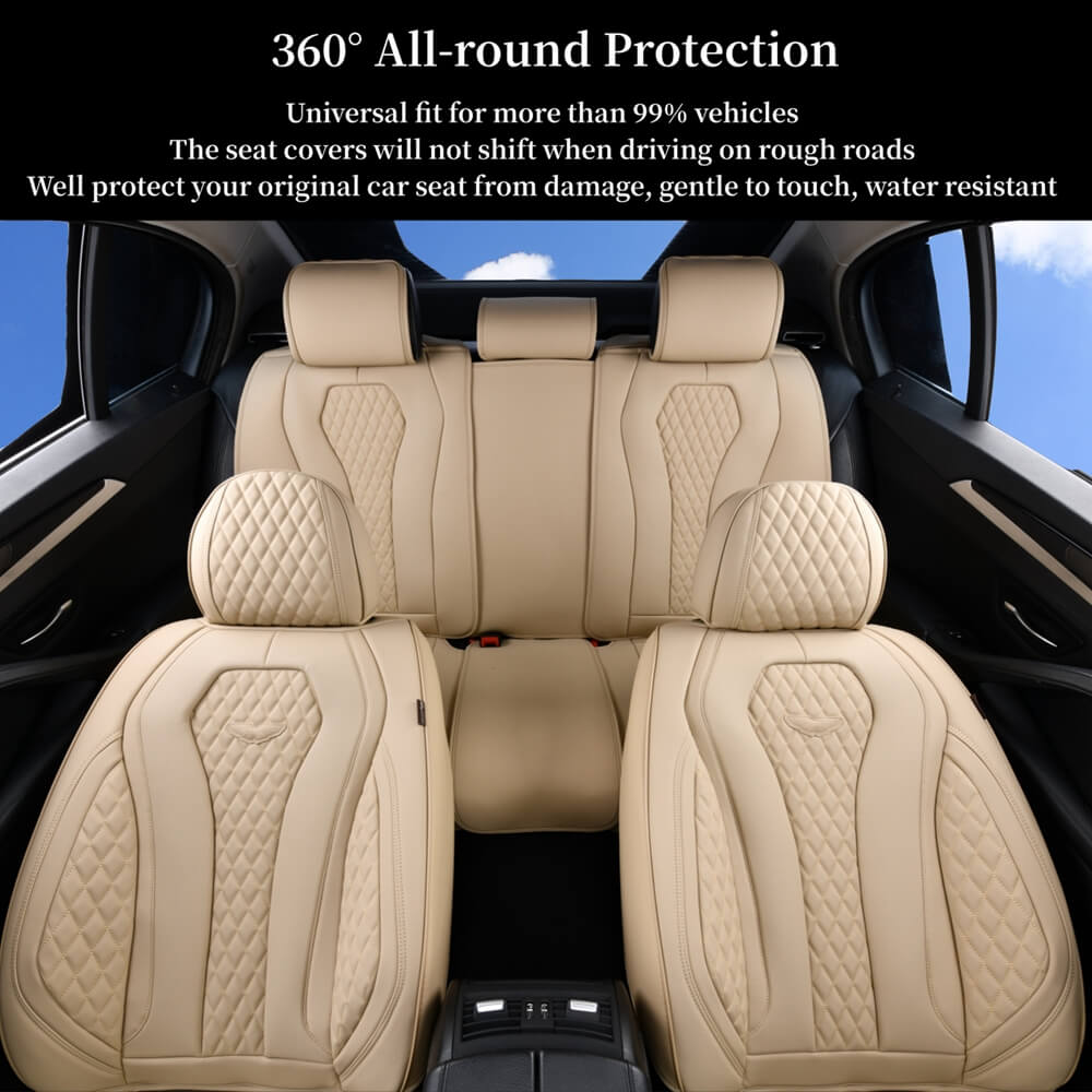 Coverado Seat Covers, Car Seat Covers Full Set, Car Seat Cover, Car Seat  Protector with Head Pillow, Nappa Leather Car Seat Cushion, Waterproof  Front