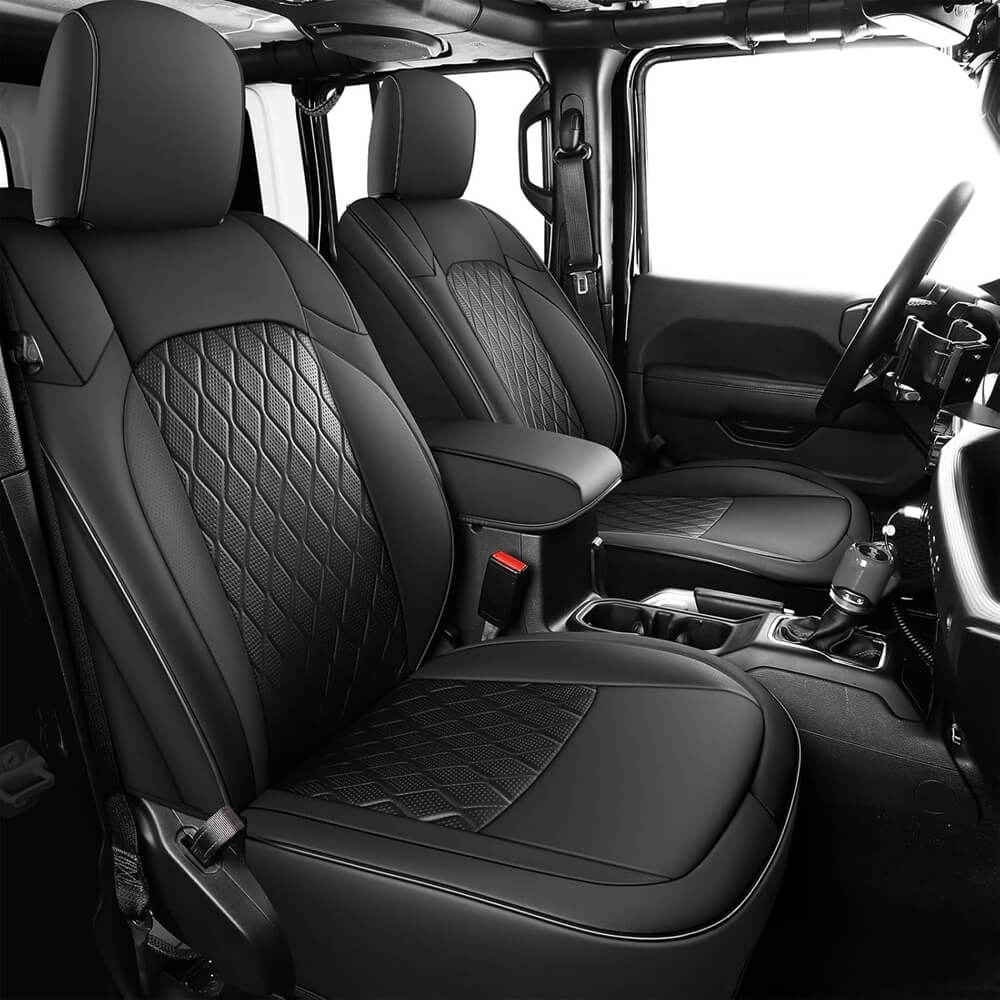Coverado Seat Covers for 2018-2025 Jeep Wrangler JK JL 2-Door/4-Door Faux Leather Custom Fit