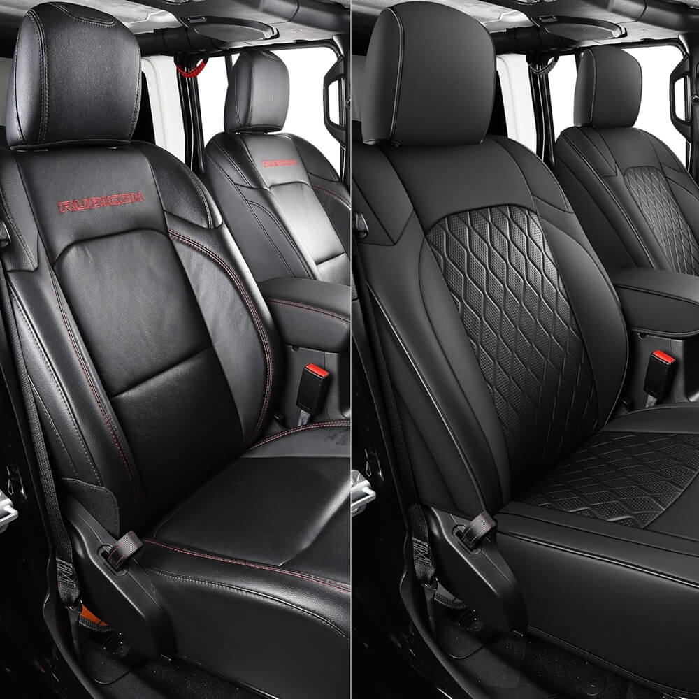 Coverado Seat Covers for 2018-2025 Jeep Wrangler JK JL 2-Door/4-Door Faux Leather Custom Fit