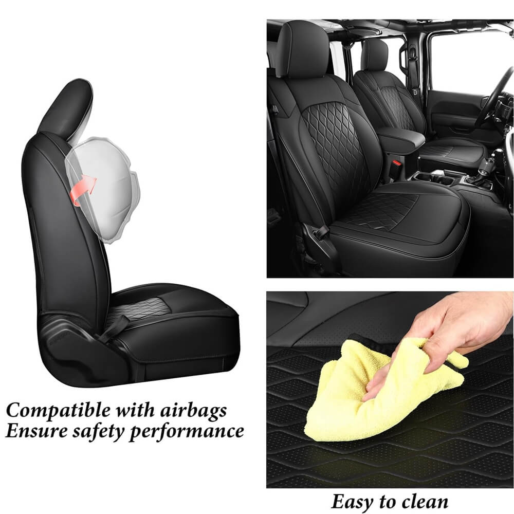 Coverado Seat Covers for 2018-2025 Jeep Wrangler JK JL 2-Door/4-Door Faux Leather Custom Fit