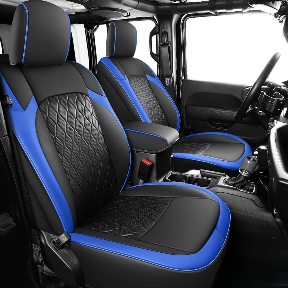 Coverado Seat Covers for 2018-2025 Jeep Wrangler JK JL 2-Door/4-Door Faux Leather Custom Fit
