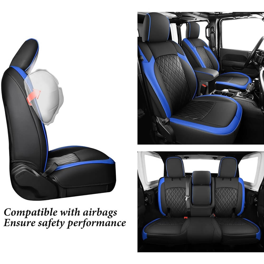 Coverado Seat Covers for 2018-2025 Jeep Wrangler JK JL 2-Door/4-Door Faux Leather Custom Fit