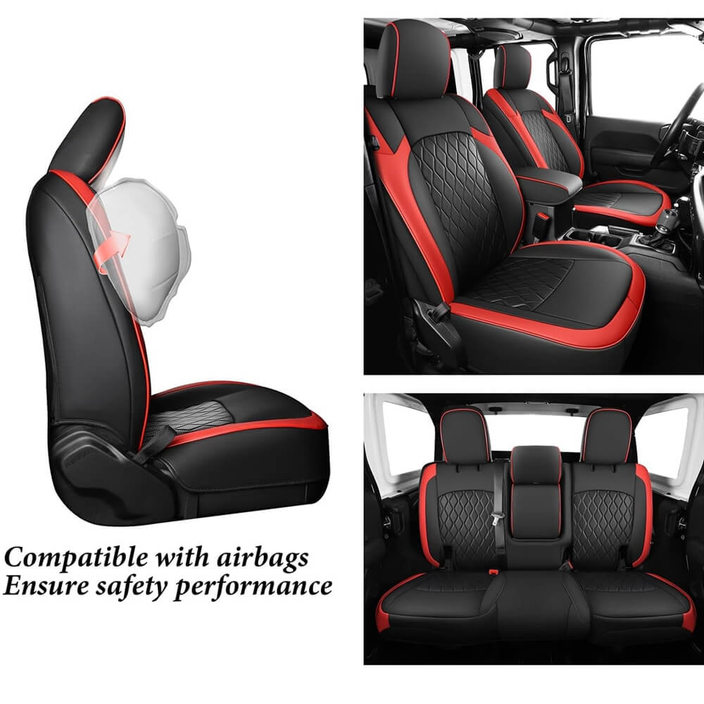 Coverado Seat Covers for 2018-2025 Jeep Wrangler JK JL 2-Door/4-Door Faux Leather Custom Fit
