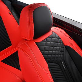 Coverado Front Seat Covers for Cars 2 Seats Full Coverage Protection Faux Leather Universal Auto Seat Covers Stylish Contrast Color