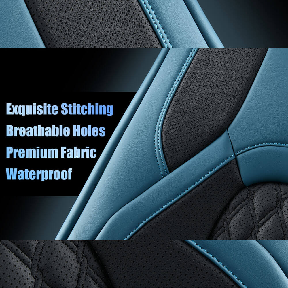 2015-2024 F150, 2017-2024 F250 F350 Crew Cab Coverado Custom Seat Covers Front and Back Waterproof Faux Leather Full Set Seat Protectors