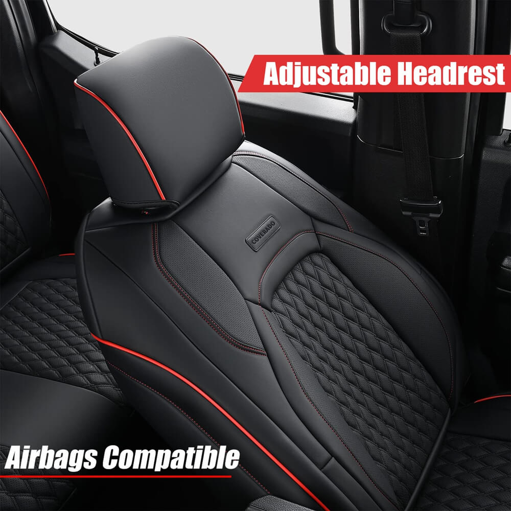 2015-2024 F150, 2017-2024 F250 F350 Crew Cab Coverado Custom Seat Covers Front and Back Waterproof Faux Leather Full Set Seat Protectors