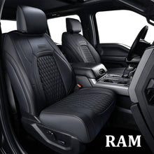 Load image into Gallery viewer, 2009-2018 Ram 1500, 2010-2024 Ram 2500 3500 Crew Cab Custom Fit Seat Covers Coverado Leather Auto Seat Protector with Concave Front, Split Curved Back/ Flat Back Seats Full Coverage