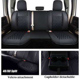 Ram 2009-2023 Ram 1500, 2010-2024 Ram 2500 3500 Crew Cab with Concave Front, Split Curved Back/ Flat Back Seats Custom Fit Seat Covers Leather Full Coverage Front Seat Protector
