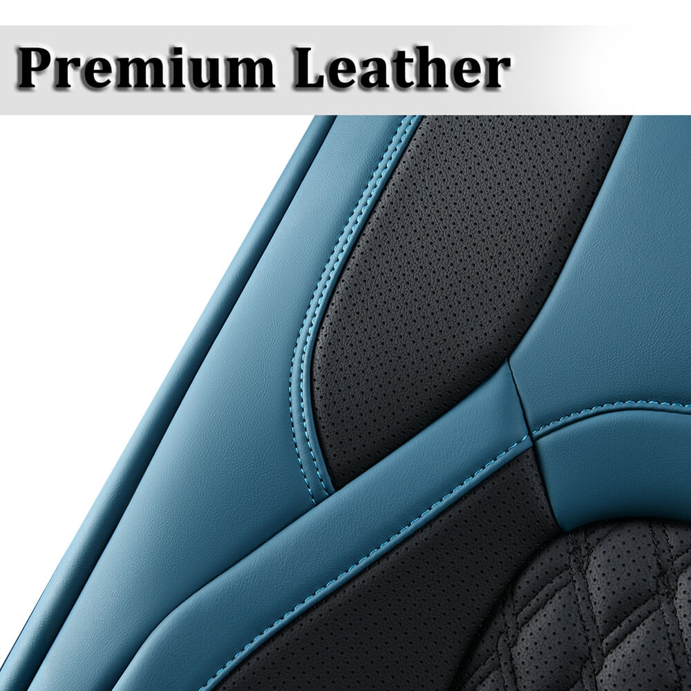 2009-2018 Ram 1500, 2010-2024 Ram 2500 3500 Crew Cab Custom Fit Seat Covers Coverado Leather Auto Seat Protector with Concave Front, Split Curved Back/ Flat Back Seats Full Coverage