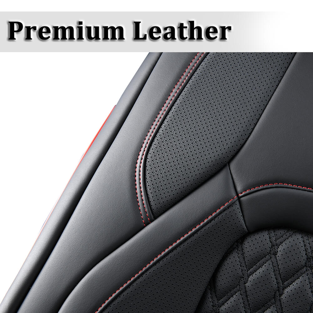 2009-2018 Ram 1500, 2010-2024 Ram 2500 3500 Crew Cab Custom Fit Seat Covers Coverado Leather Auto Seat Protector with Concave Front, Split Curved Back/ Flat Back Seats Full Coverage