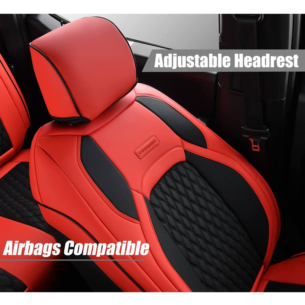 2015-2024 F150, 2017-2024 F250 F350 Crew Cab Coverado Custom Seat Covers Front and Back Waterproof Faux Leather Full Set Seat Protectors