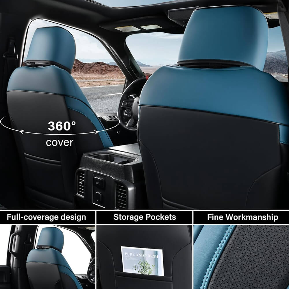 Fit 2014-2021 Toyota Tundra CrewMax Custom Fit Coverado Car Seat Covers Full Coverage Water Resistant Auto Seat Protectors