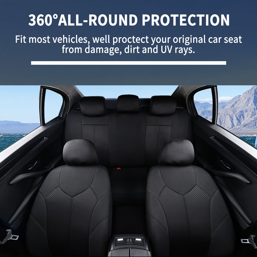 Coverado PVC Front and Back Seat Covers Comfortable and Fashion Seat Protectors Universal Fit