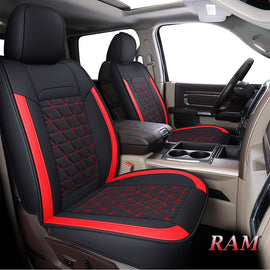 Ram 2002-2025 1500/2500/3500 Crew Cab Coverado Custom Premium Faux Leather Car Seat Covers with Flat Back 60/40 Split Bench Seat