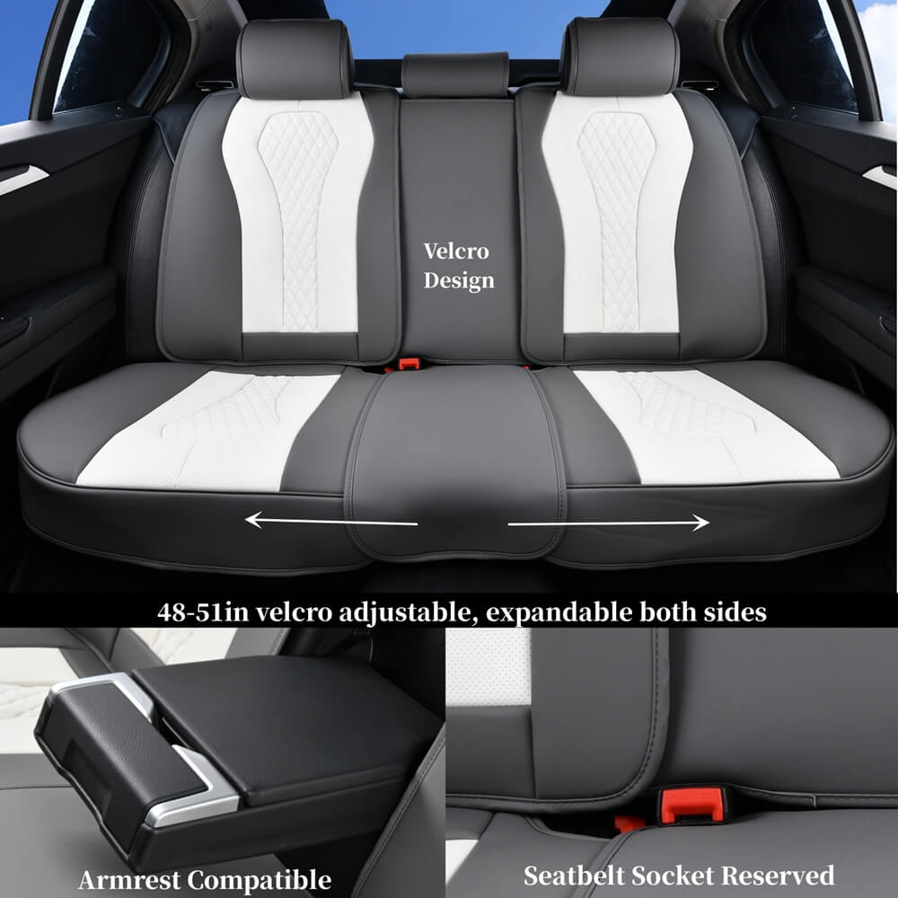 Coverado Full Set Black Car Seat Covers Set, 5 Seats Waterproof Premium  Leather Front and Back Seat Covers, Universal Auto Seat Protectors Car
