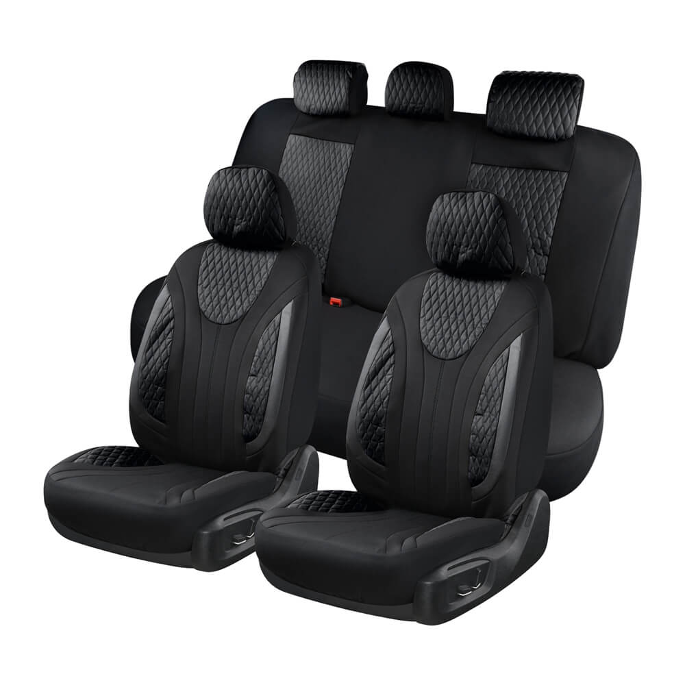 Coverado Full Set Car Seat Covers PVC Front and Back Seat Covers 11 Pieces Universal Fit