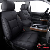 Coverado 2-Seat Custom Front Seat Covers Fit 2007-2025 1500 Chevy Silverado GMC Sierra, 2015-2025 2500HD 3500HD Crew Double Extended Cab Faux Leather Seat Cover Set