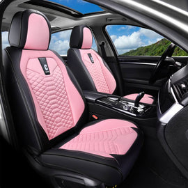 Coverado Full Set 5 Seats Car Seat Covers Fabric & Leather Front and Back Auto Seat Protectors Universal Fit