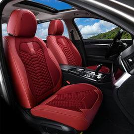 Coverado 5 Seats Full Set Car Seat Covers Fabric & Leather Front and Back Auto Seat Protectors Universal Fit