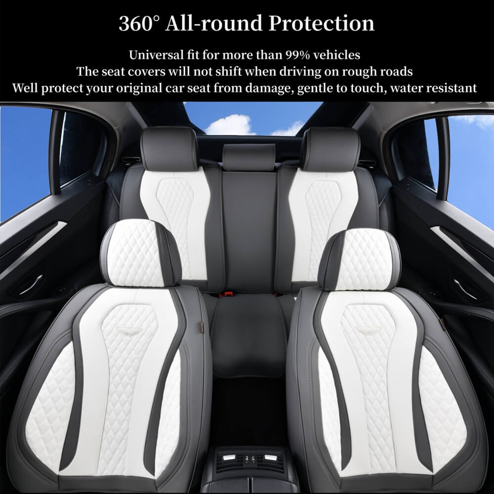 Coverado Leather Seat Covers Front Pair, Premium Leatherette Car Seat Cushions Luxury Interior, Waterproof UV-Resistant Seat Protectors Universal Fit SCUF21