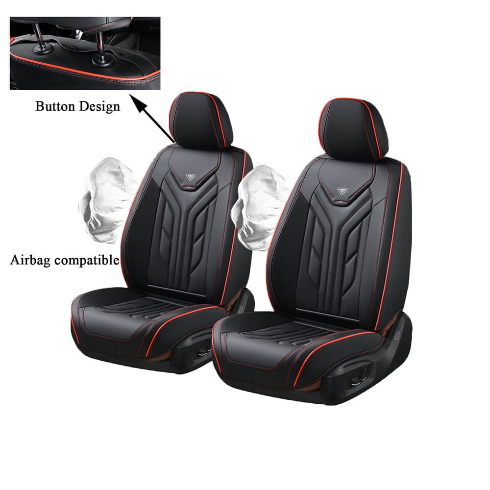 Coverado Front Leather Seat Covers 2 Pieces Waterproof Car Seat Protectors Universal Fit