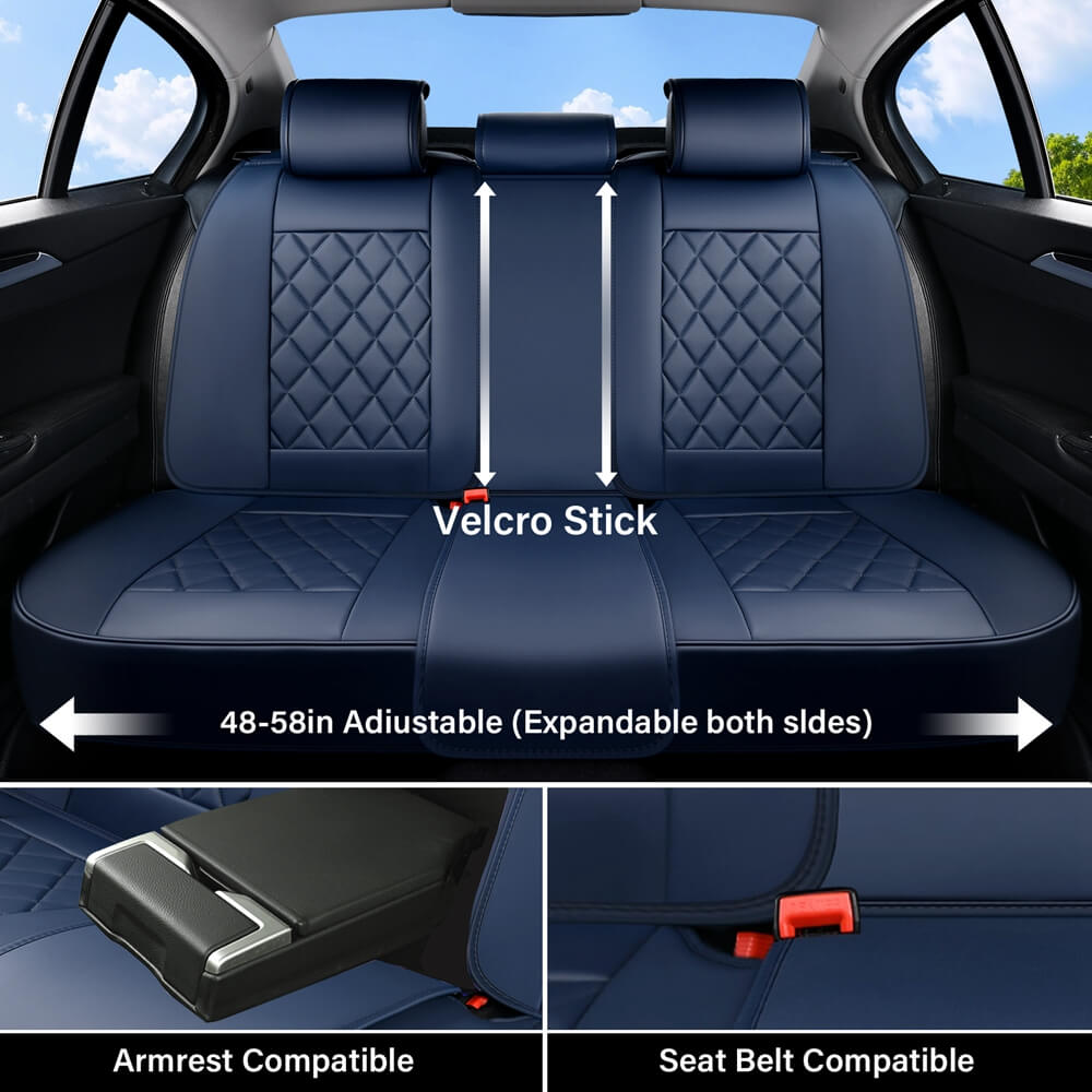 Coverado 5 Seats Front and Back Car Seat Covers Faux Leather Full Set Breathable Waterproof Auto Seat Protectors Universal Fit