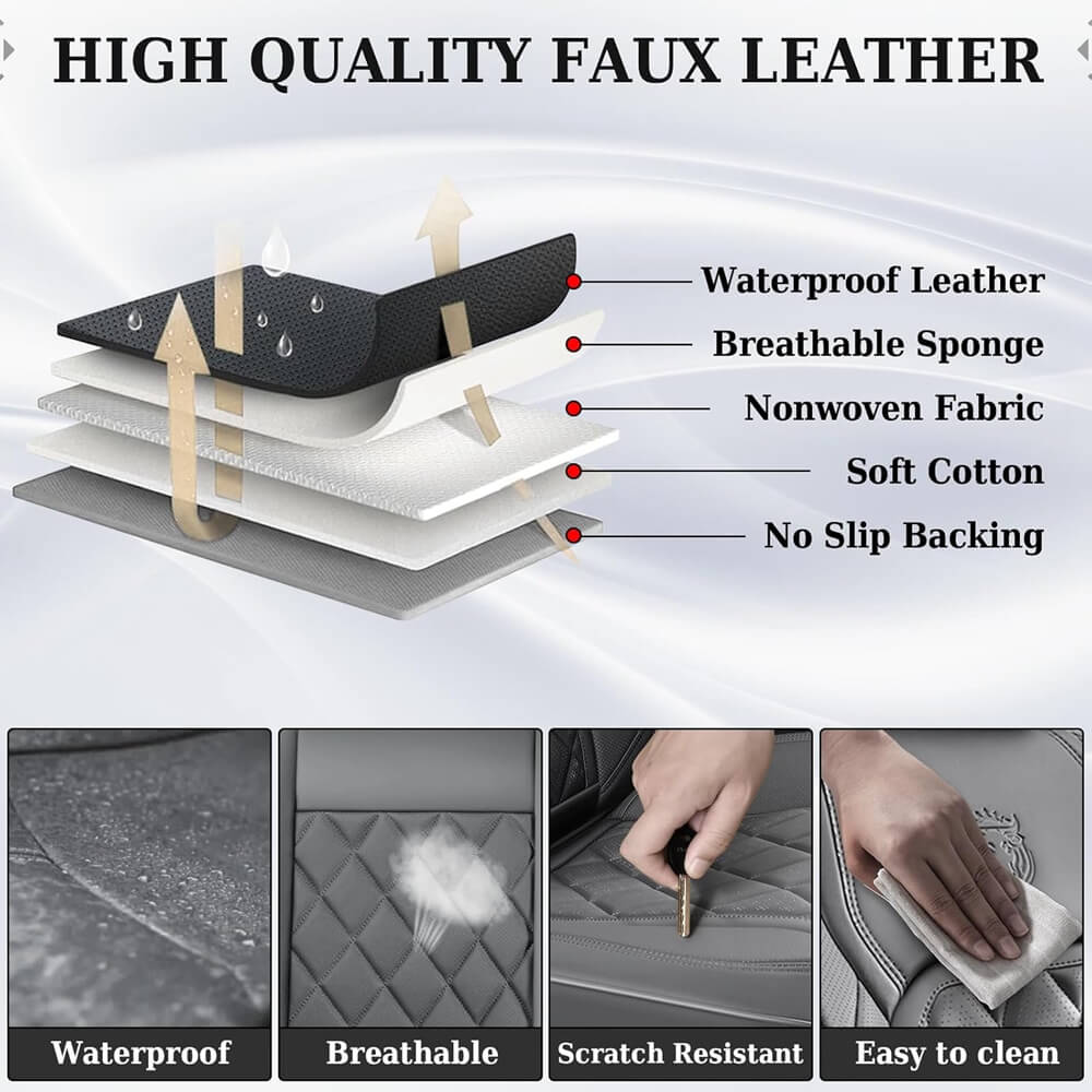 2 Seats Coverado Front Seat Covers for Cars Leatherette Driver Passenger Seat Protectors Breathable Waterproof Universal Fit