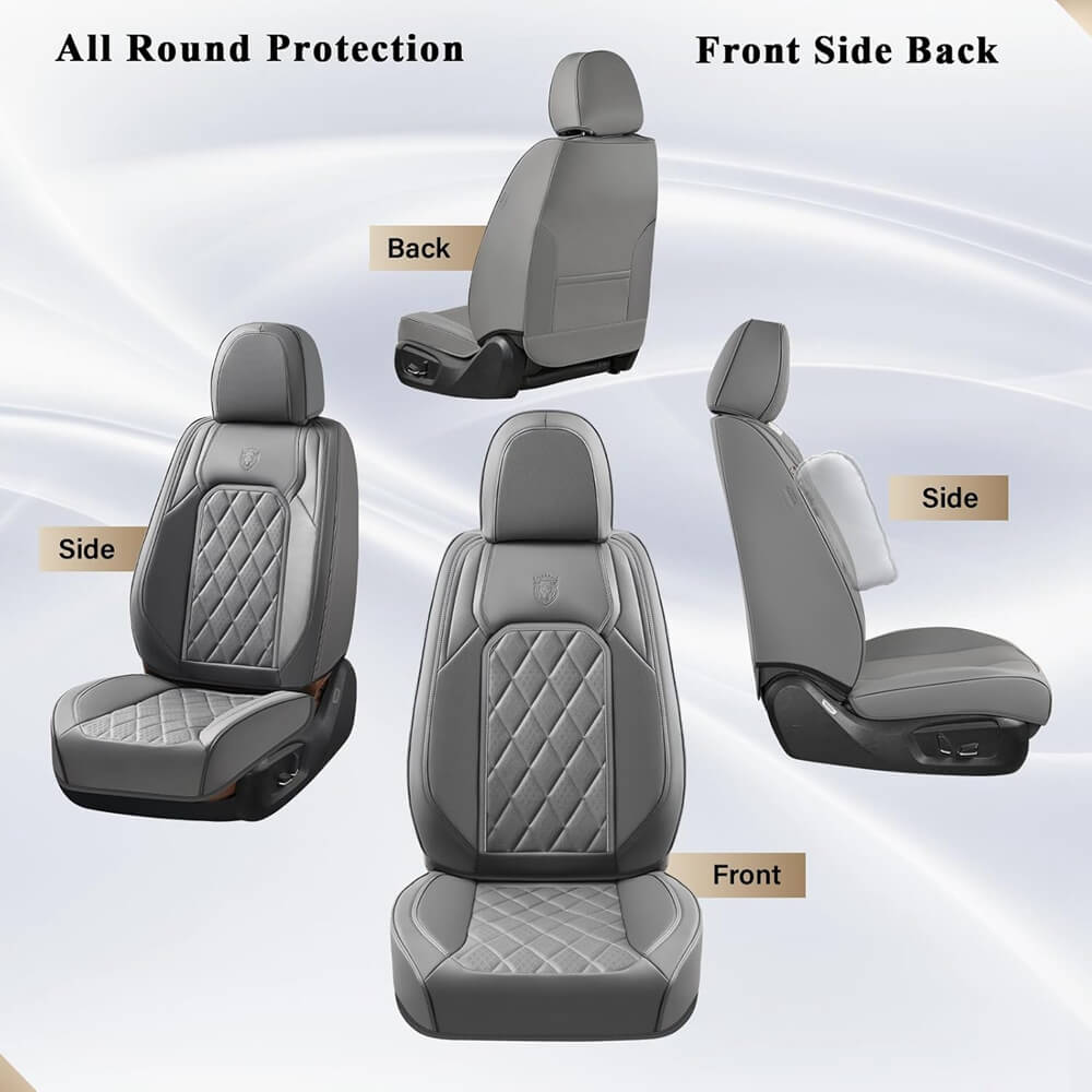 Coverado 5 Seats Front and Back Car Seat Covers Faux Leather Full Set Breathable Waterproof Auto Seat Protectors Universal Fit