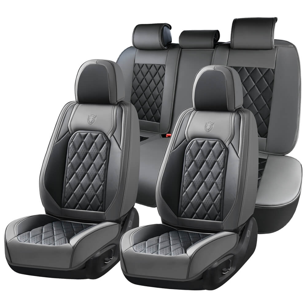 Coverado 5 Seats Front and Back Car Seat Covers Faux Leather Full Set Breathable Waterproof Auto Seat Protectors Universal Fit