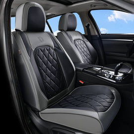 Coverado 5 Seats Front and Back Car Seat Covers Faux Leather Full Set Breathable Waterproof Auto Seat Protectors Universal Fit