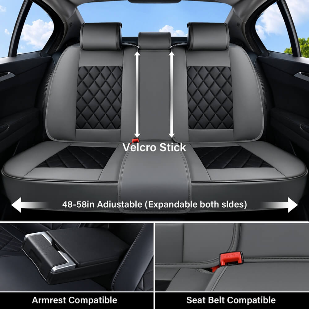 Coverado 5 Seats Front and Back Car Seat Covers Faux Leather Full Set Breathable Waterproof Auto Seat Protectors Universal Fit
