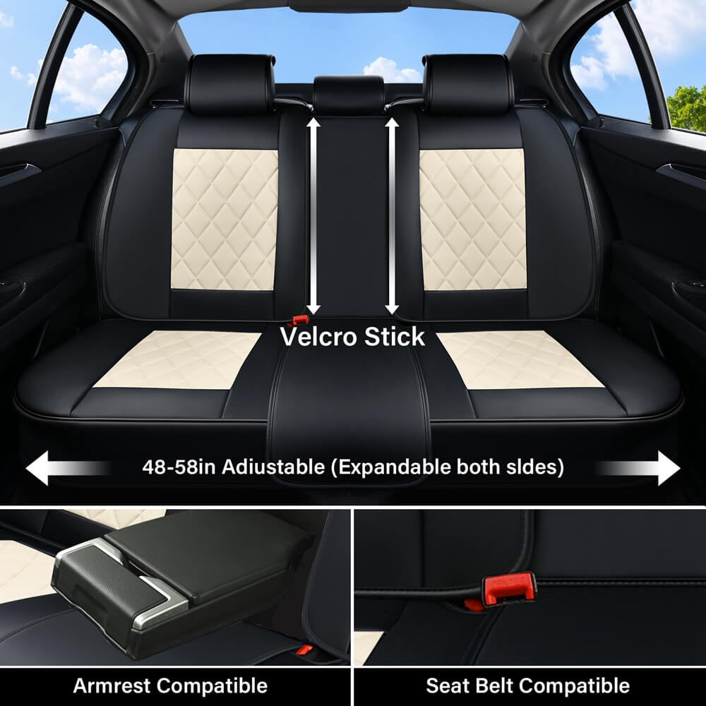 Coverado 5 Seats Front and Back Car Seat Covers Faux Leather Full Set Breathable Waterproof Auto Seat Protectors Universal Fit