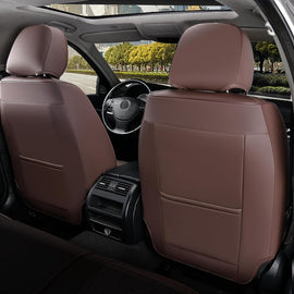 Coverado Front Seat Covers for Cars 2 Seats Full Coverage Protection Faux Leather Universal Auto Seat Covers Stylish Contrast Color