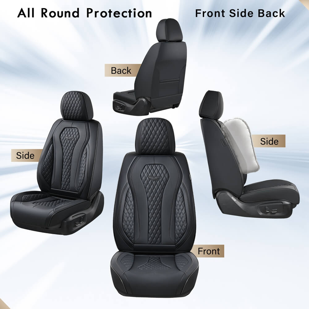 20%OFF🔥🔥 Coverado 2 Seats Driver Passenger Premium Leather Front Car Seat Covers Luxury Auto Seat Protectors Universal Fit