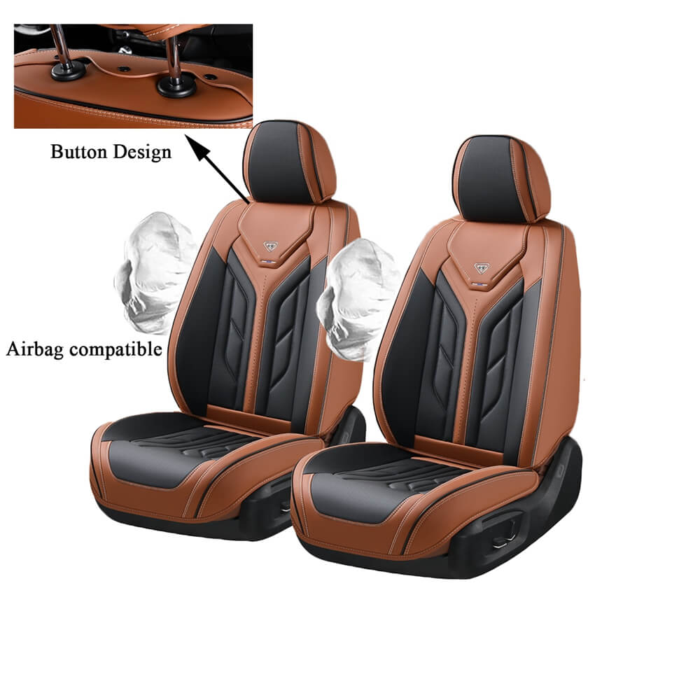 Coverado Full Set Leather Car Seat Covers 5 Seats Front and Back Full Set Seat Protectors Universal Fit