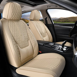 2 Seats Coverado Front Driver Passenger Car Seat Covers Back Support Premium Leather Waterproof Auto Seat Protectors Universal Fit