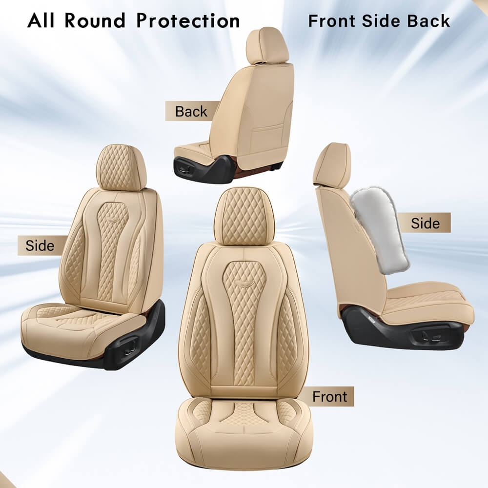 Coverado Front and Back Seat Covers for Cars Premium Leatherette Auto Seat Protectors Water Resistant Universal Fit