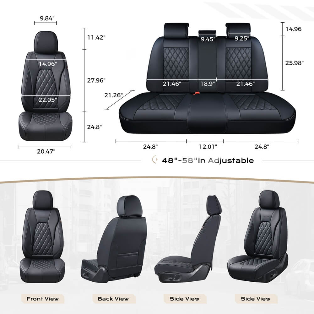 2 Seats Coverado Front Seat Covers Set for Cars with Diamond Design Universal Fit
