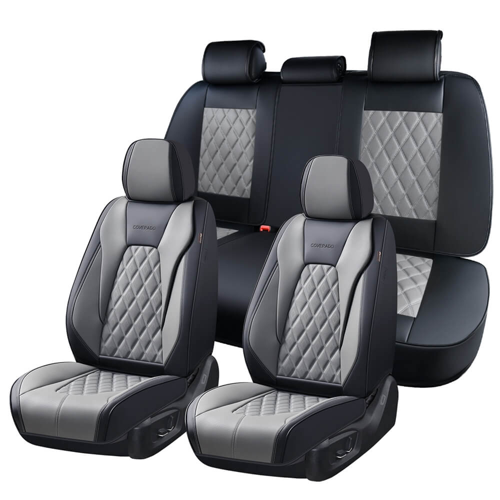 5 Seats Coverado Front and Rear Covers Set for Cars with Diamond Design Auto Protectors Universal Fit