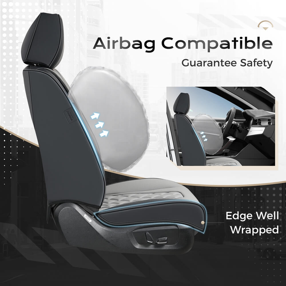 2 Seats Coverado Front Seat Covers Set for Cars with Diamond Design Universal Fit