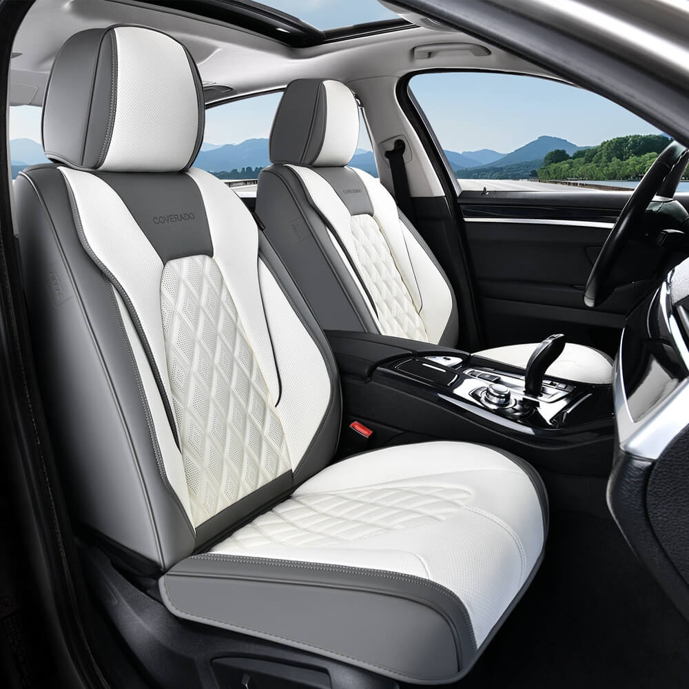 2 Seats Coverado Front Seat Covers Set for Cars with Diamond Design Universal Fit